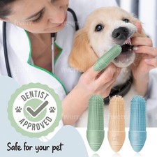 Pet Dog Cat 360  Finger Toothbrush Silicone Bristles. USA Dentist Approved 3/pk