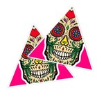 2x Triangle Shape Vinyl Stickers Sugar Skull Flowers Mexico #59719