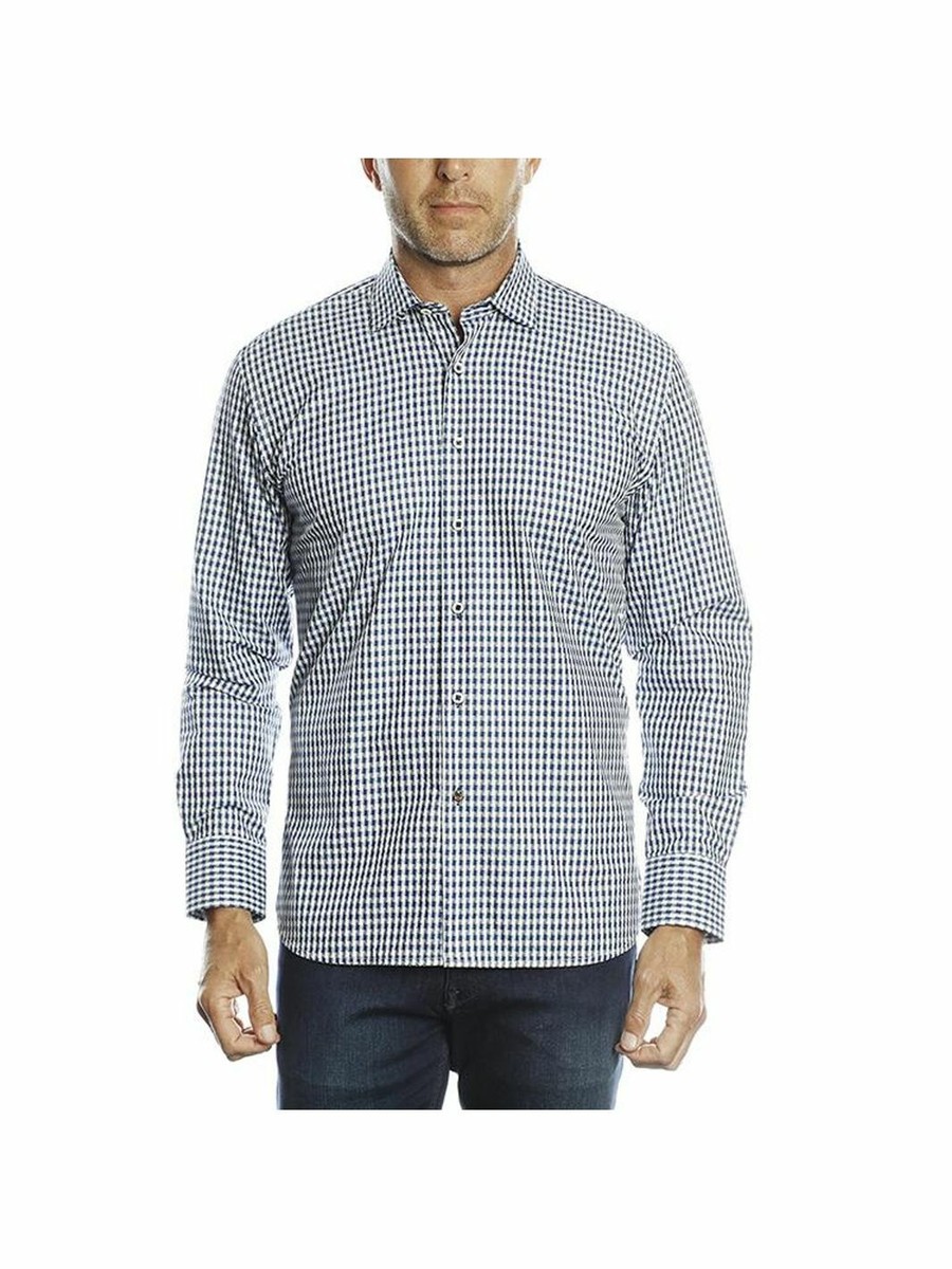 Luchiano Visconti Black, Blue and White Houndstooth Shirt Size S