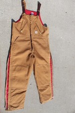 Carhartt Overalls Men' R38 BRN Brown Quilt Lined Zip 2 Waist Duck Overalls 48x34