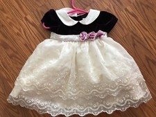 Vintage B.T. Kids Ivory lace  Purple Velvet Toddler Girls Dress Size 6-9 Mo.