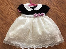 Vintage B.T. Kids Ivory lace & Purple Velvet Toddler Girls Dress Size 6-9 Mo.