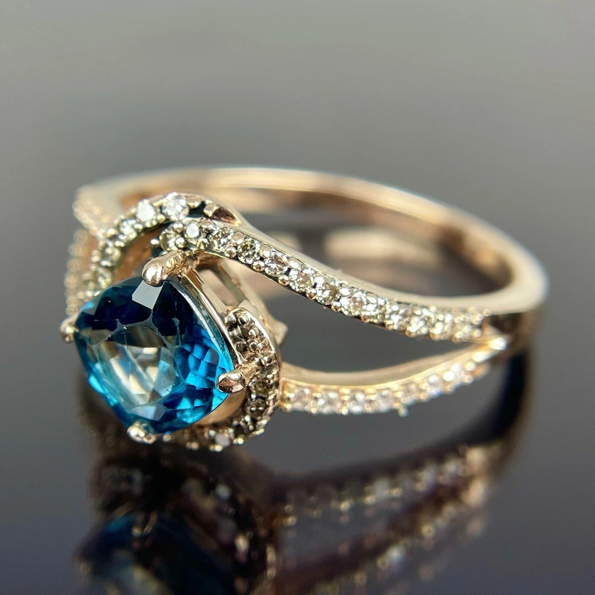 Blue topaz and chocolate diamond best sale ring