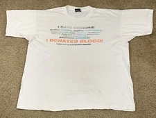 Screen Stars Best Adult Xl White Single Stitch T Shirt VTG 90s Blood Donor