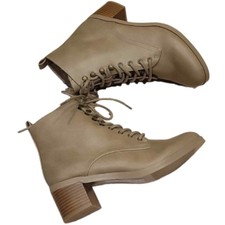 New! Loft Lace Up Vegan Leather Short Heel Boots 6.