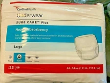 25 x Cardinal Health Incontinent Adult Diapers Heavy Absorbency Large 44-54"