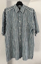 Hugo BOSS Cole Relaxed Fit Short Sleeve Button Up Shirt Aqua Stripe XL White