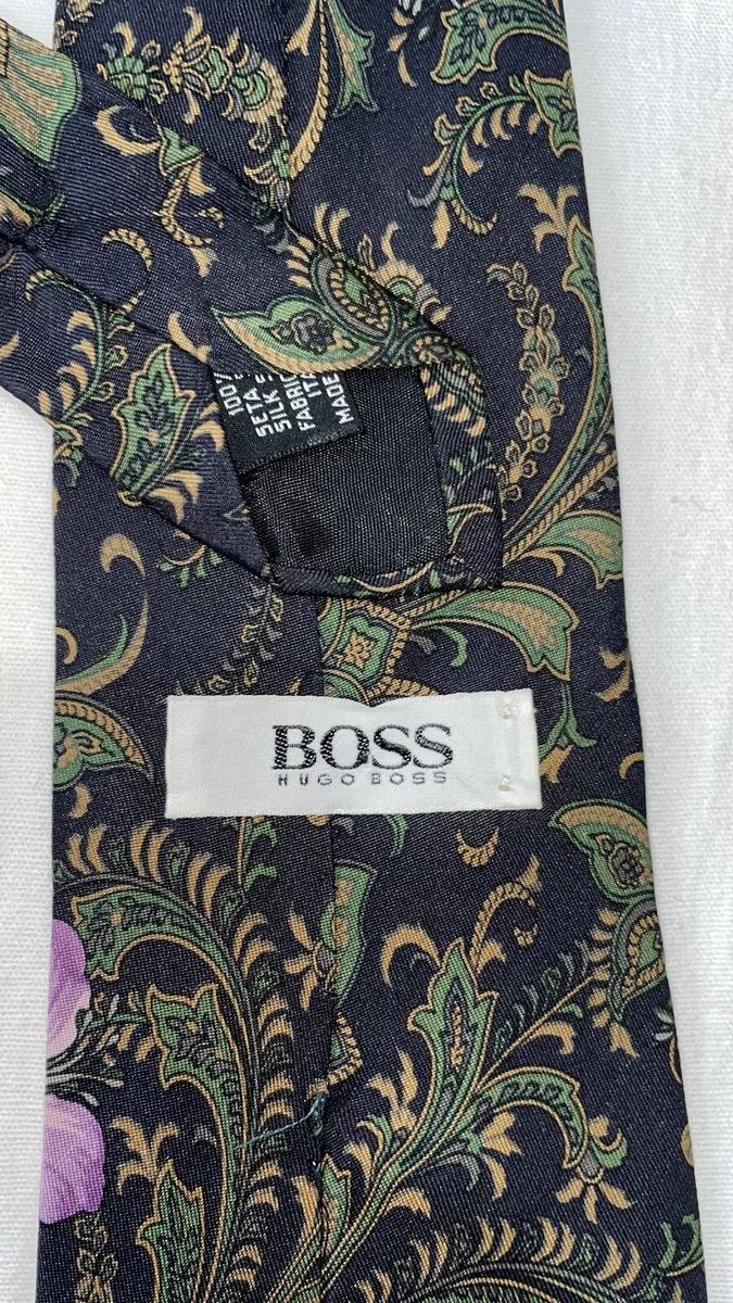 Cravate HUGO BOSS Homme - 100% Soie - Rayures Noires - Made In Italy - Occasion élégante