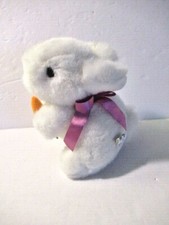 Vintage 1991 NEW WHITE PLUSH BUNNY w/CARROT-made in Korea-1st Sample Label-