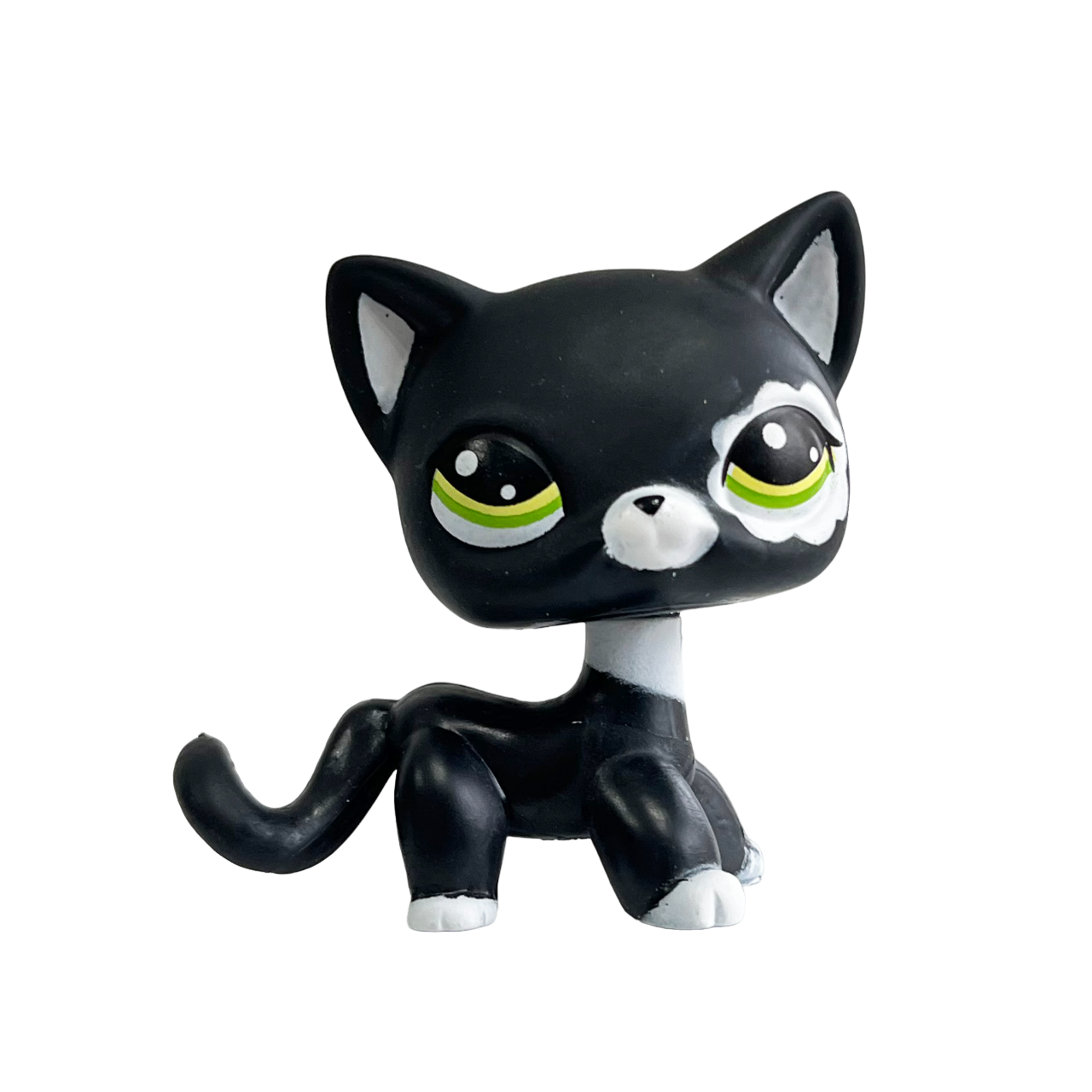 Littlest pet shop Toys bobble head short hair cat #2249 black cat green eyes