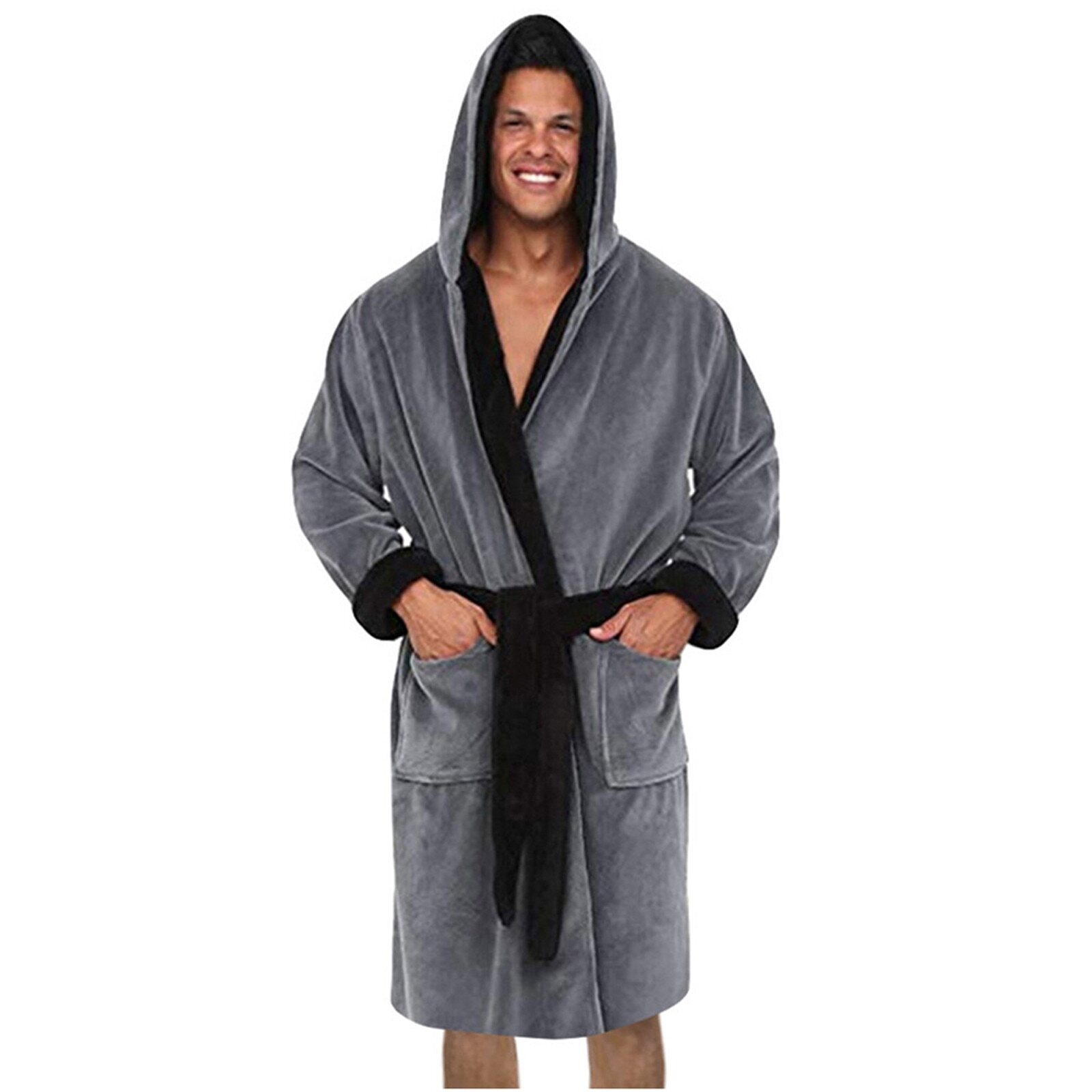 Men Bathrobe Men's Hooded Bathrobe Terry Specia Cloth Robe Shawl Collar