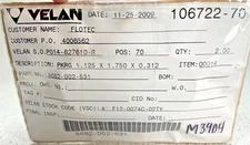 (2) VELAN 8682-002-531, PKRG 1.125 x 1.750 x 0.312, STK CODE 4" F12-0074C-02TY