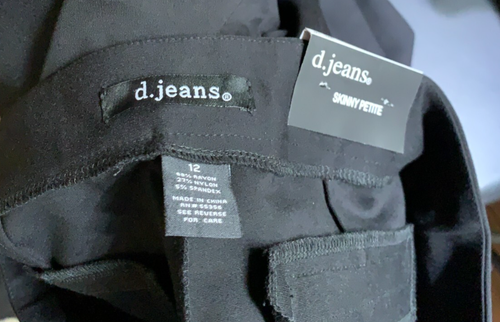 NWT D.Jeans Women's size 12 Petite Black Modern Fit Skinny Pants - Picture 9 of 10