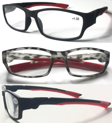 Lesebrille +1,0 +2,0 grau Demi Sport Style silikonüberzogene Arme TD1042