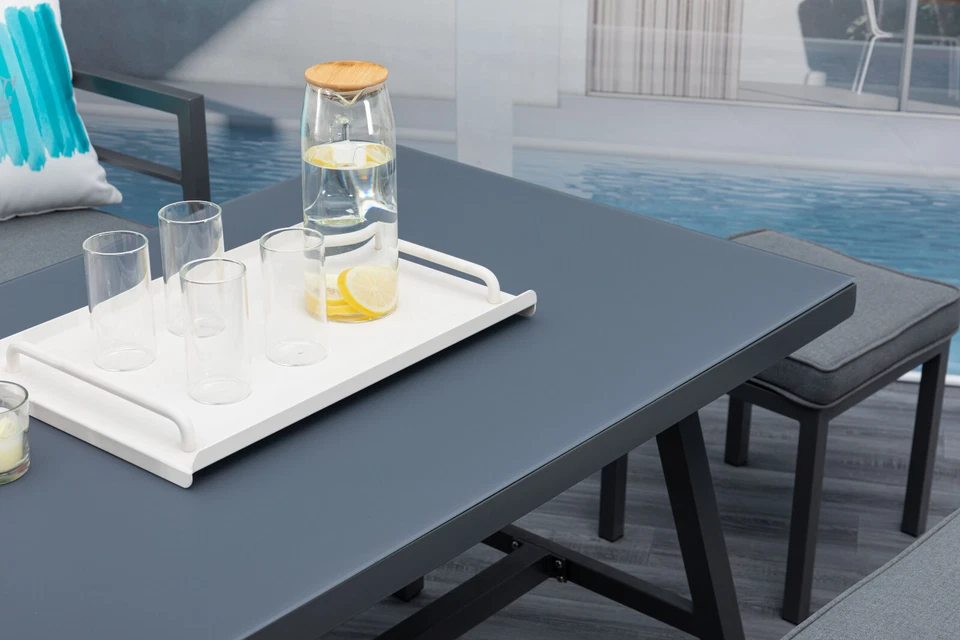 Eck Lounge Set Sitzgruppe Gartenmöbel Garnitur Gruppe Alu hoch stabil wetterfest - Bild 4 von 4