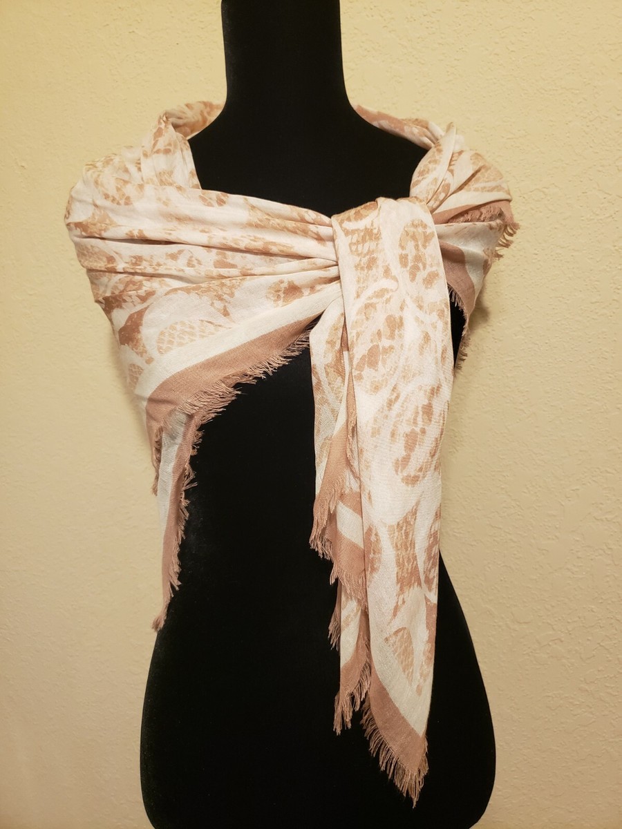 Coach Scarf Wrap Women's Signature C Logo Blush, Pink White Square  42