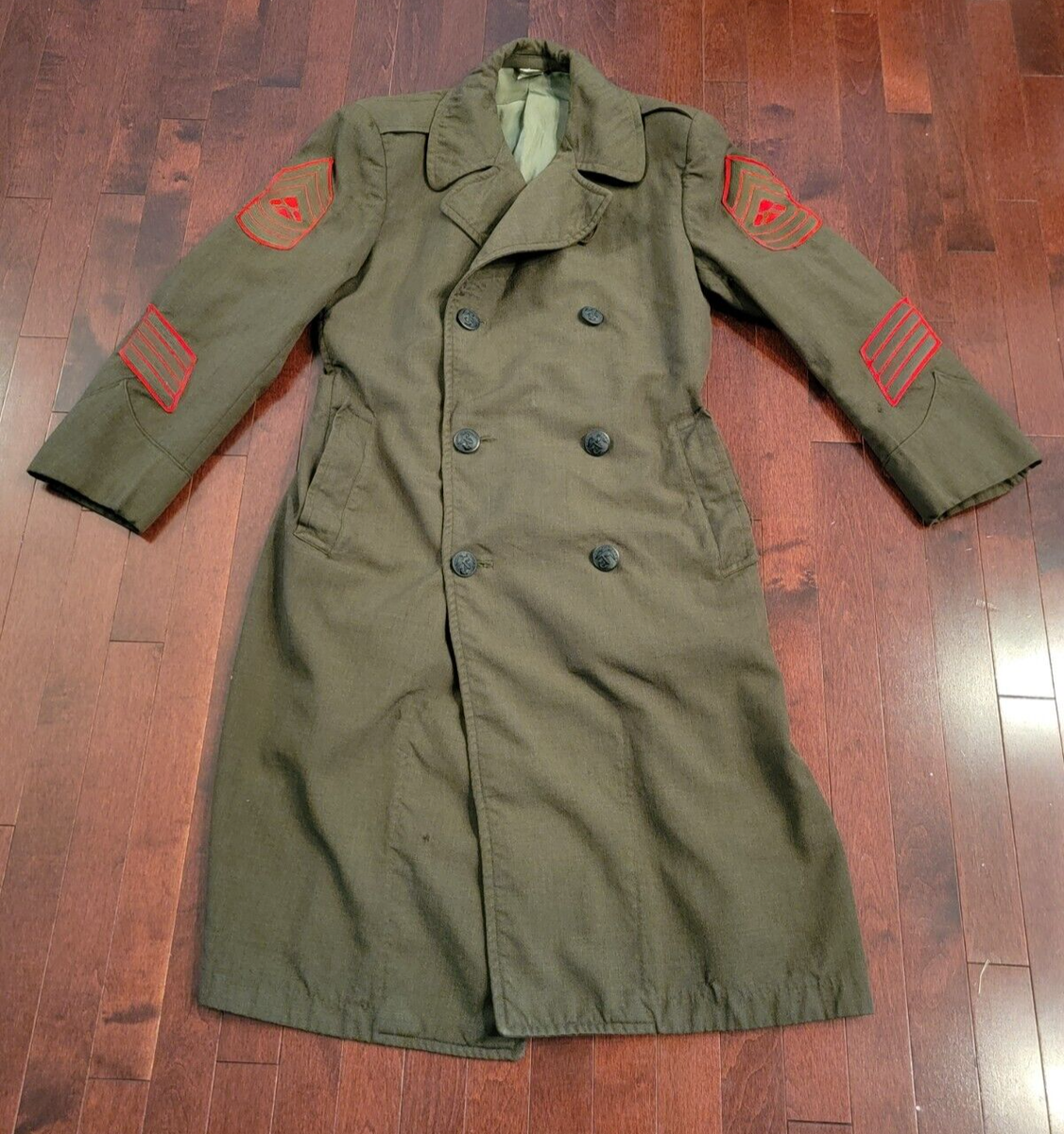 Vietnam US Marine Overcoat 38 R Jacket USMC Wool Serge Alpha Green