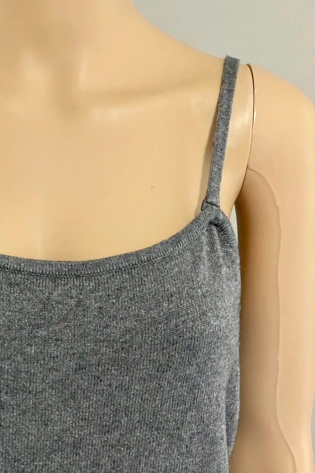 Camiseta sin mangas vintage Express seda cachemir gris grandes correas ajustables Foto 4 de 4