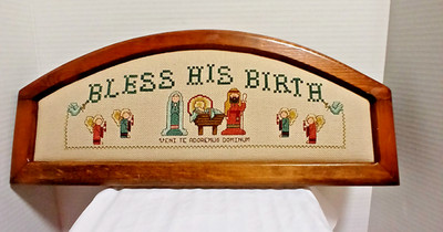  ''Bless HIs Birth'' Nativity Crosstitch, Completed & Beautifully Framed  
