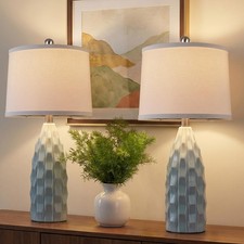 Wihtu Creamic Table Lamp Set Of 2 Modern 3 Color Temperature Beside Lamp For