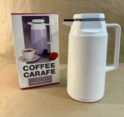 Vintage Tiger Vacuum Bottle Coffee Carafe-White-One Quart-Model PXS-100A