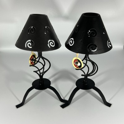 Aromatica Metal Candle Holder Matching Pair Cutout Pole 9.75''h x3.75 