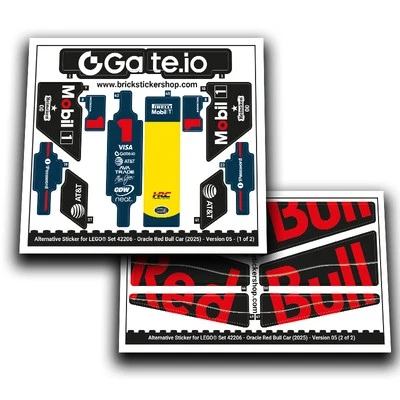 BRICKSTICKERSHOP Adesivo alternativo per set 42206 - Oracle Red Bull Racing RB20 auto (versione 05,