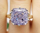 5.30 Ct Certified Asscher Cut Natural Purple Diamond Ring VVS1 White Gold Finish