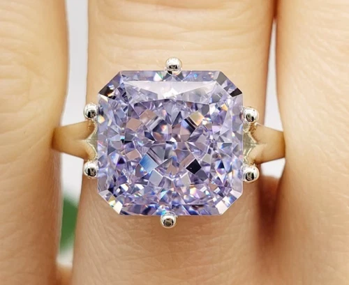 5.30 Ct Certified Asscher Cut Natural Purple Diamond Ring VVS1 White Gold Finish