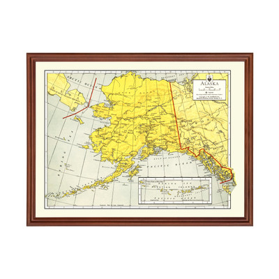 Old Map of Alaska 1943 - Vintage Alaska Art