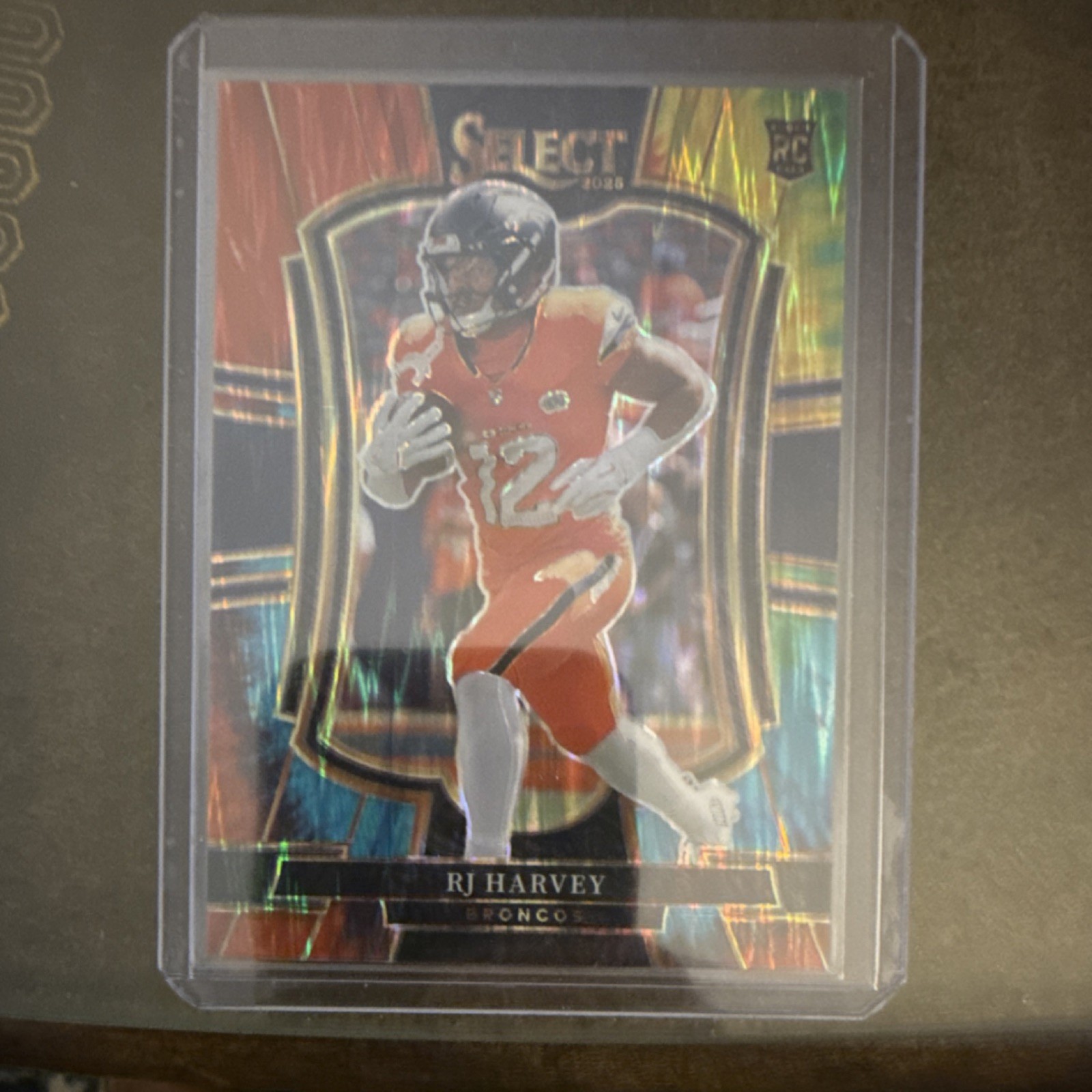 13/25 Tie Dye Panini 2025 Select RJ Harvey #110 Rookie Broncos Prizm