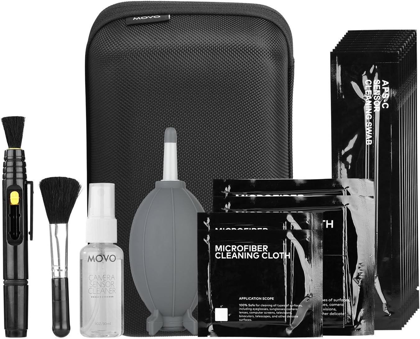 Movo Deluxe 10-Piece DSLR & APS-C Camera Cleaning Kit in Black