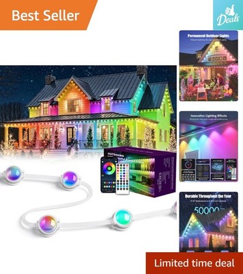 50ft Smart RGB+IC Outdoor Lights - Waterproof & App Controlled for Festive Decor