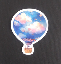 Yellow With Blue Floral Hot Air Balloon Sticker 2.18" x 1.58" AW