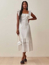 Reformation 100% Cotton Tide Ruffle Midi Dress Size 6