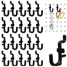 50 PCS 1/4 Inch Pegboard Hooks Assortment Black J Hooks for Organizing Tools