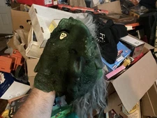 Vintage  1996 Halloween Mask Paper Magic Group Green Goblin, Troll, Or  Witch