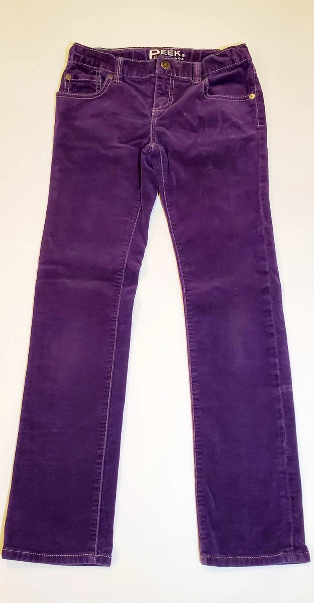 PEEK peto niñas púrpura pana pierna recta pantalones elásticos talla 12