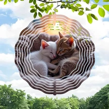 3D Metal Hanging Wind Chimes - Whimsical Wind Spinners with Circular Ripple 