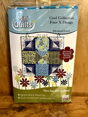 Simple Quilts Mini Quilt Kit Cool Collection Four X Design 18.5'' x 18.5'', NIP