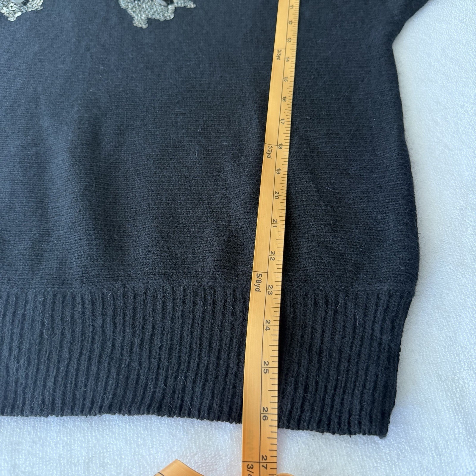 Sequin Leopard Cat Sweater Medium Embellished Nov… - image 8