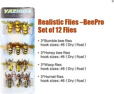 YAZHIDA 12pc REALISTIC DRY FLY FISHING FLIES BEES & HORNETS BEE PRO SET WASP NEW