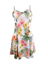 Guess Women's Floral-Print Fit & Flare Dress (2, White Multi) 888807523553