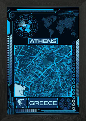 ATHEN Karte GRIECHENLAND gerahmtes Wandbild Poster Leinwanddruck Bild