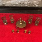 Vintage Miniature, Brass Metal Dollhouse Chairs, Table, Goblets Pitcher  — photo 1