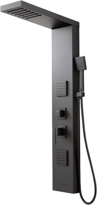 High Pressure Shower Panel Tower with Jets, Handheld & Tub Spout, Black