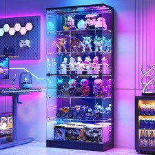 6-Tiers Glass Display Cabinet with RGB Lights  App Control for Collectibles