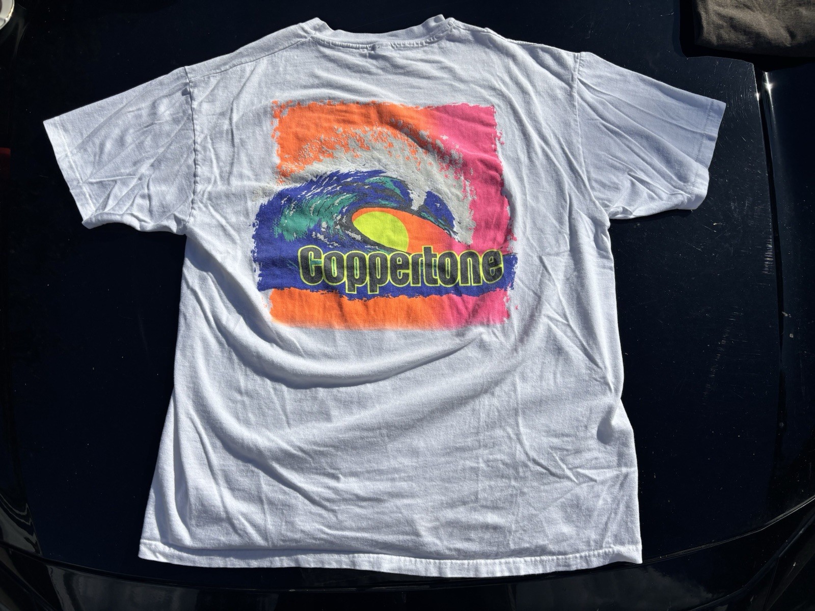 Vintage Coppertone Sunscreen Promo Shirt Mens XL White 90s Beach Surf Sun USA