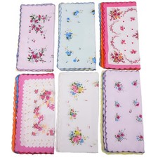Soft Cotton Handkerchiefs for Women - 12 Pack Vintage Ladies Hankies  6 Floral