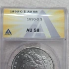 1890-O Morgan Silver Dollar $1 Business Strike ANACS AU58 90% Silver KM#110